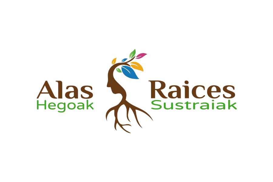 Logo Asociación Hegoak eta Sustraiak _ Alas y Raíces Fondo Radix Calala Otro Tiempo