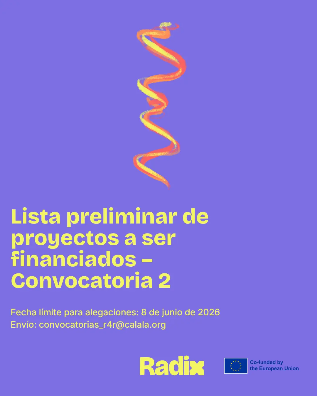 Lista preliminar proyectos a ser financiados RADIX 2 2026